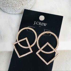 J. CREW Pavé Circle and Square Earrings